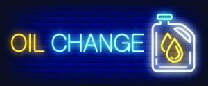 neon oil change sign